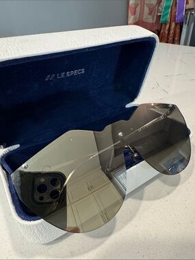 Le Specs Rimless Shield Sunglasses in Smoke Gradient Lens